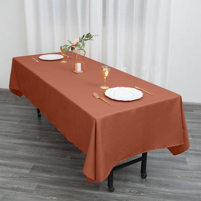 Polyester Rectangle Tablecloth 60"x102" Terracotta (Rust) - Wrinkle-Resistant Finish
