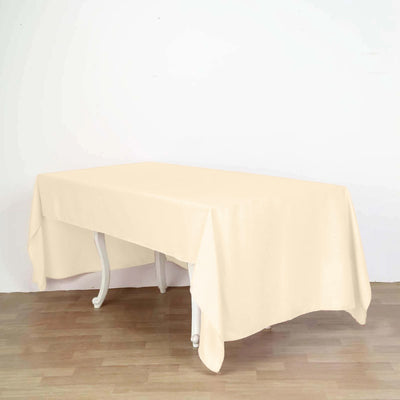 Polyester Rectangle Tablecloth 60"x126" Beige - Durable & Wrinkle-Resistant Table Cover