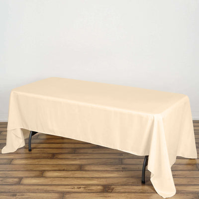 Polyester Rectangle Tablecloth 60"x126" Beige - Durable & Wrinkle-Resistant Table Cover