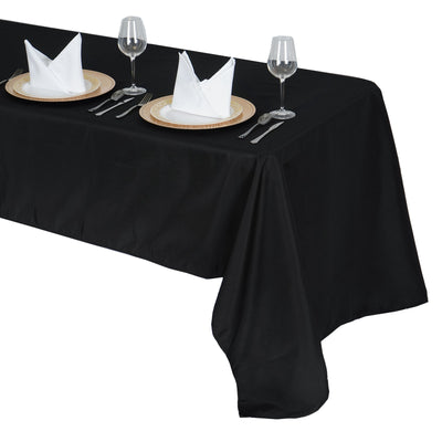 Premium Polyester Rectangle Tablecloth 60"x126" Black - 220GSM Wrinkle-Resistant & Durable Table Cover