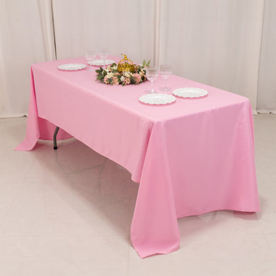 Premium Polyester Rectangle Tablecloth 60"x126" Pink - 220GSM Wrinkle-Resistant Table Cover