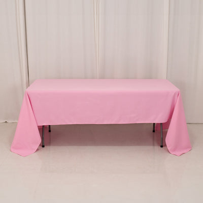 Premium Polyester Rectangle Tablecloth 60"x126" Pink - 220GSM Wrinkle-Resistant Table Cover