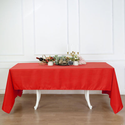 Polyester Rectangle Tablecloth 60"x126" Red - Durable & Wrinkle-Resistant Table Cover