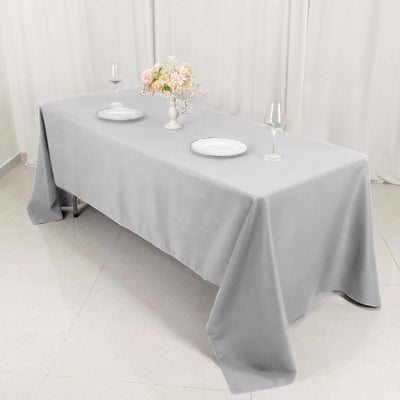 Premium Polyester Rectangle Tablecloth 60"x126" Silver - 220GSM Wrinkle-Resistant Table Cover