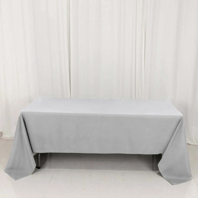 Premium Polyester Rectangle Tablecloth 60"x126" Silver - 220GSM Wrinkle-Resistant Table Cover
