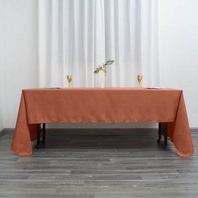 Polyester Rectangle Tablecloth 60"x126" Terracotta (Rust) - Durable & Wrinkle-Resistant Table Cover