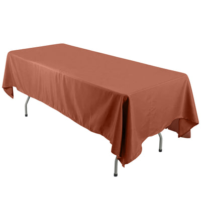 Polyester Rectangle Tablecloth 60"x126" Terracotta (Rust) - Durable & Wrinkle-Resistant Table Cover