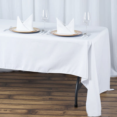 Premium Polyester Rectangle Tablecloth 60"x126" White - 220GSM Wrinkle-Resistant & Durable Table Cover