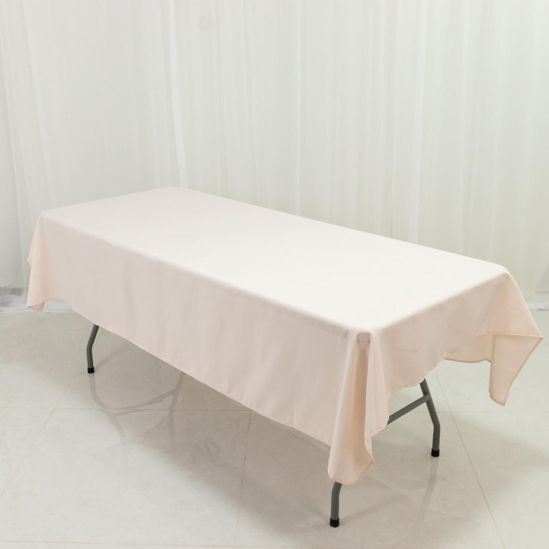 Blush Polyester Rectangle Tablecloth 60×84inch Wrinkle-Resistant, Durable Party / Event Table Cover