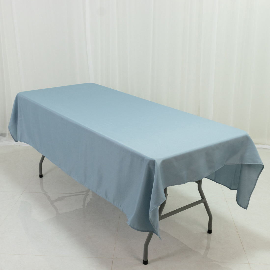 Dusty Blue Polyester Rectangle Tablecloth 60×84 – Wrinkle-Resistant, Durable Party