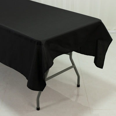 Black Polyester Rectangle Tablecloth 60"×84" – Wrinkle-Resistant, Durable Party / Event Table Cover