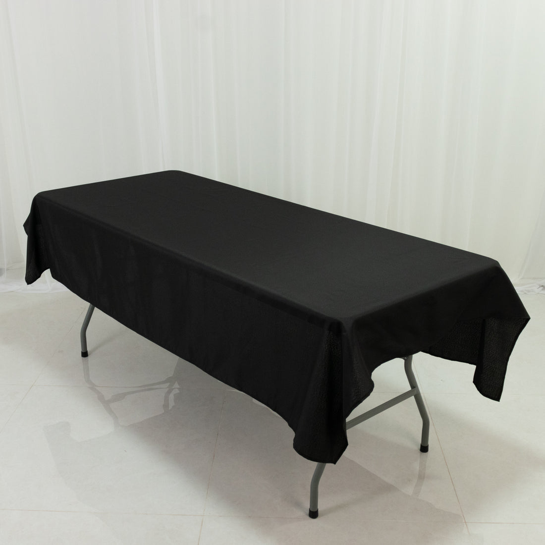 Black Polyester Rectangle Tablecloth 60×84inch Wrinkle-Resistant, Durable Party / Event Table Cover