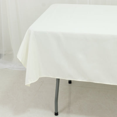 Ivory Polyester Rectangle Tablecloth 60"×84" – Wrinkle-Resistant, Durable Party / Event Table Cover