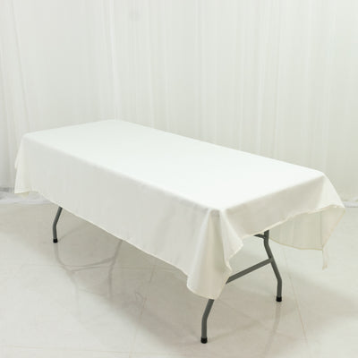 Ivory Polyester Rectangle Tablecloth 60"×84" – Wrinkle-Resistant, Durable Party / Event Table Cover