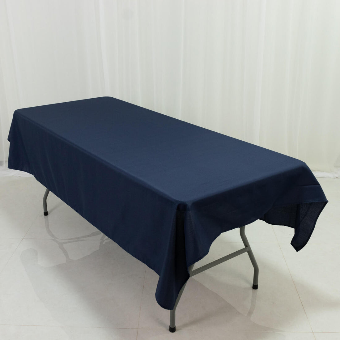 Navy Blue Polyester Rectangle Tablecloth 60×84inch Wrinkle-Resistant, Durable Party / Event Table
