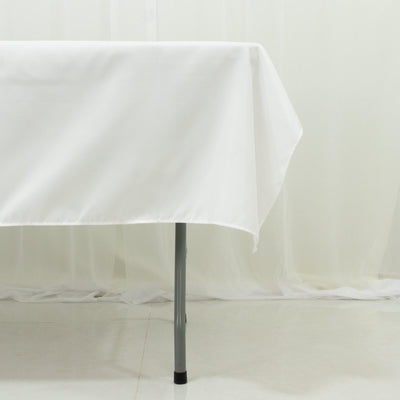 White Polyester Rectangle Tablecloth 60"×84" – Wrinkle-Resistant, Durable Party / Event Table Cover