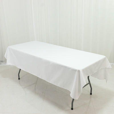 White Polyester Rectangle Tablecloth 60"×84" – Wrinkle-Resistant, Durable Party / Event Table Cover