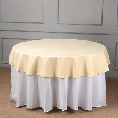 Polyester Round Tablecloth 70" Beige - Linen Texture Table Cover