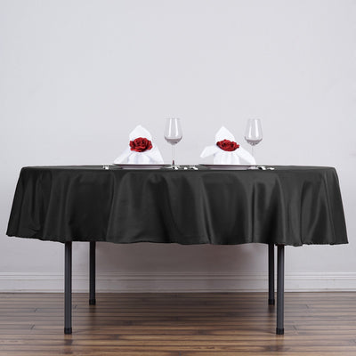 Polyester Round Tablecloth 70" Black - Linen Texture Table Cover