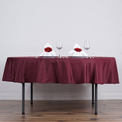 Polyester Round Tablecloth 70" Burgundy - Linen Texture Table Cover