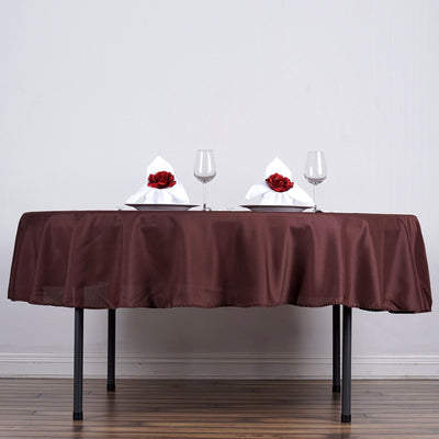 Polyester Round Tablecloth 70" Chocolate - Linen Texture Table Cover
