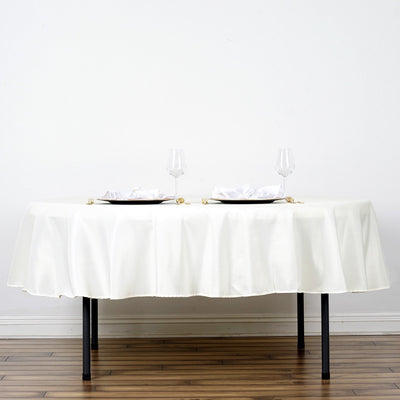 Polyester Round Tablecloth 70" Ivory - Linen Texture Table Cover