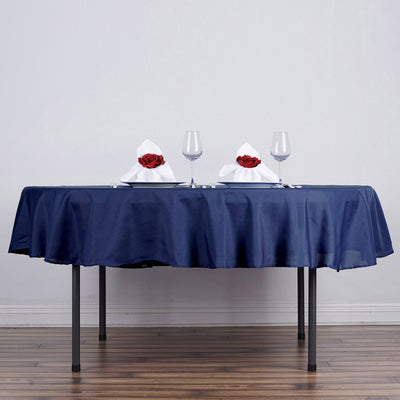 Polyester Round Tablecloth 70" Navy Blue - Linen Texture Table Cover