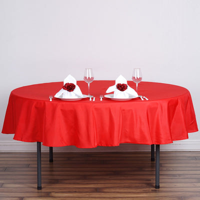 Polyester Round Tablecloth 70" Red - Linen Texture Table Cover