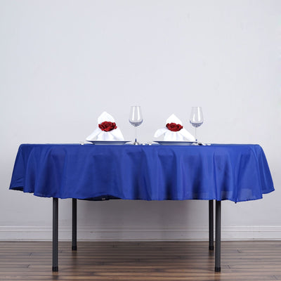 Polyester Round Tablecloth 70" Royal Blue - Linen Texture Table Cover