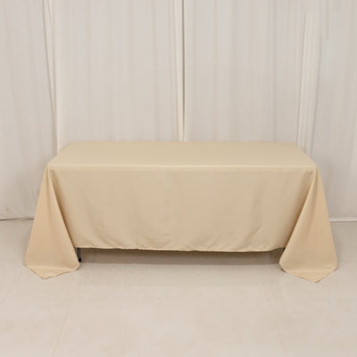 Polyester Rectangle Tablecloth 72"x120" Beige with Wrinkle-Resistant Finish - Reusable Table Cover