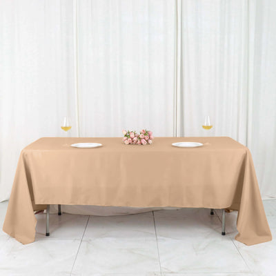 Polyester Rectangle Tablecloth 72"x120" Nude with Wrinkle-Resistant Finish - Reusable Table Cover
