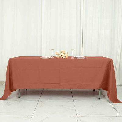 Polyester Rectangle Tablecloth 72"x120" Terracotta (Rust) with Wrinkle-Resistant Finish - Reusable Table Cover
