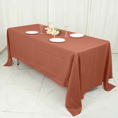 Polyester Rectangle Tablecloth 72"x120" Terracotta (Rust) with Wrinkle-Resistant Finish - Reusable Table Cover