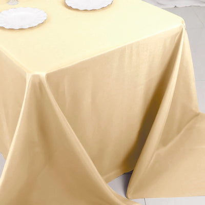 Polyester Rectangle Tablecloth 90"x132" Beige with Seamless Finish