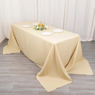 Premium Polyester Rectangle Tablecloth 90"x132" Beige - Seamless 220GSM Wrinkle-Resistant & Durable Fabric