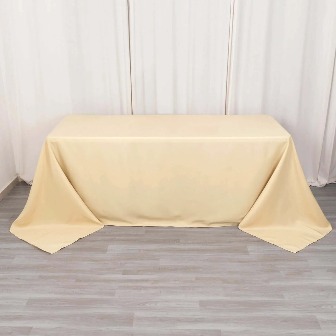 90x132inch Beige Seamless Premium Polyester Rectangular Tablecloth - 200GSM