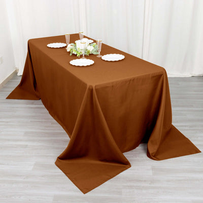 Polyester Rectangle Tablecloth 90"x132" Cinnamon Brown with Seamless Finish