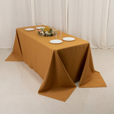 Premium Polyester Rectangle Tablecloth 90"x132" Gold - Seamless 220GSM Wrinkle-Resistant & Durable Fabric
