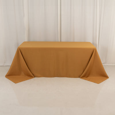 Premium Polyester Rectangle Tablecloth 90"x132" Gold - Seamless 220GSM Wrinkle-Resistant & Durable Fabric