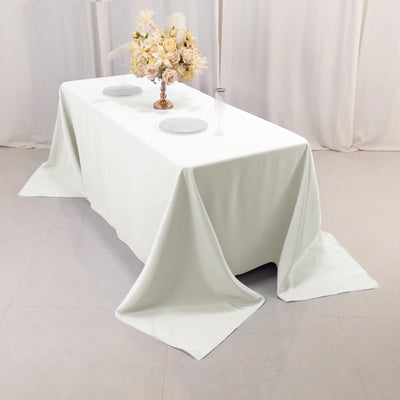 Premium Polyester Rectangle Tablecloth 90"x132" Ivory - Seamless 220GSM Wrinkle-Resistant & Durable Fabric