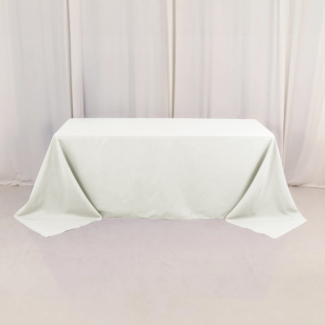 Premium Polyester 190 GSM Rectangular Tablecloth 90 Inch x132 Inch In Ivory Seamless