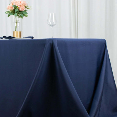 Premium Polyester Rectangle Tablecloth 90"x132" Navy Blue - Seamless 220GSM Wrinkle-Resistant & Durable Fabric