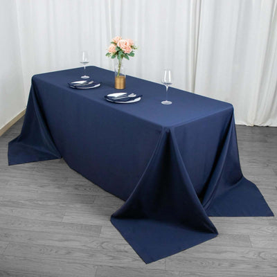 Premium Polyester Rectangle Tablecloth 90"x132" Navy Blue - Seamless 220GSM Wrinkle-Resistant & Durable Fabric