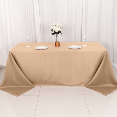 Polyester Rectangle Tablecloth 90"x132" Nude with Seamless Finish
