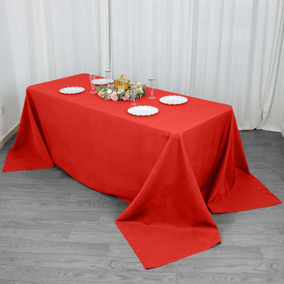 Premium Polyester Rectangle Tablecloth 90"x132" Red - Seamless 220GSM Wrinkle-Resistant & Durable Fabric