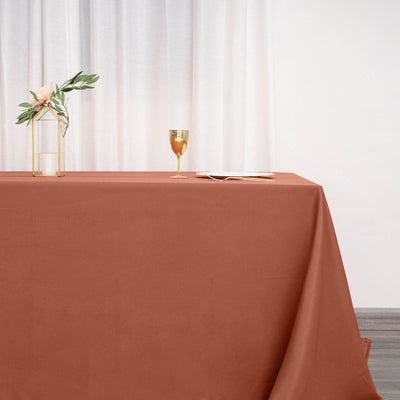 Polyester Rectangle Tablecloth 90"x132" Terracotta (Rust) with Seamless Finish