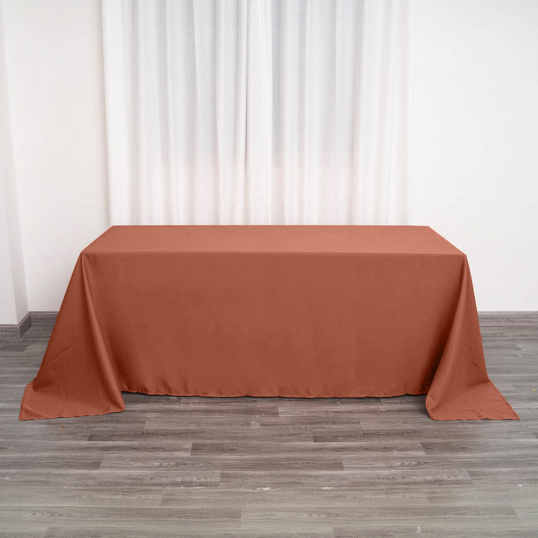 Terracotta (Rust) Seamless Polyester Rectangular Tablecloth - 90x132inch