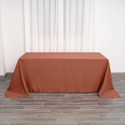 Polyester Rectangle Tablecloth 90"x132" Terracotta (Rust) with Seamless Finish