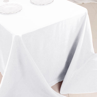 Premium Polyester Rectangle Tablecloth 90"x132" White - Seamless 220GSM Wrinkle-Resistant & Durable Fabric