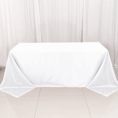 Premium Polyester Rectangle Tablecloth 90"x132" White - Seamless 220GSM Wrinkle-Resistant & Durable Fabric